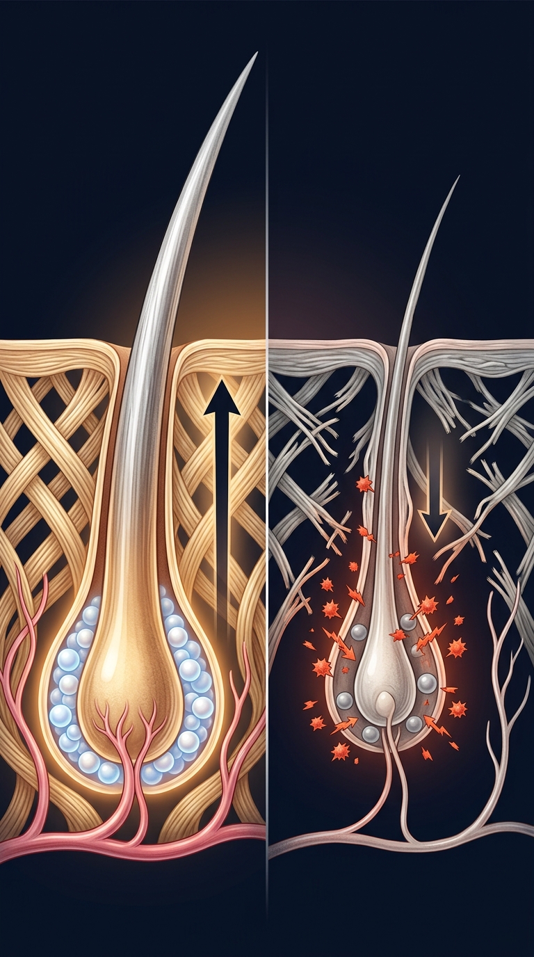 Healthy vs damaged hair follicles